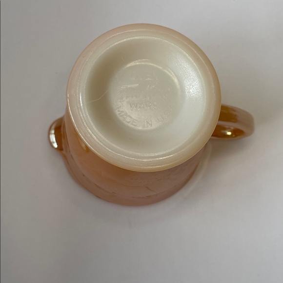 Vintage Fire King Iridescent Amber Creamer & Saucer Set - Picture 4 of 7